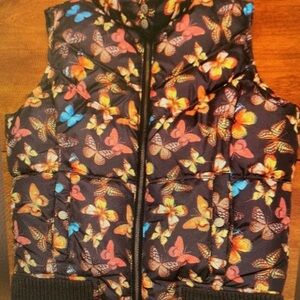 Kids Butterfly Print Puffer Vest